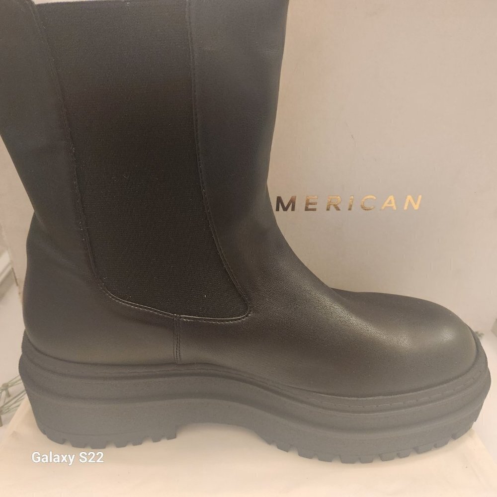 Good American Womens Booties Chunky Combat Black Leather Sz 7.5 NEW GAO36V-X - Picture 7 of 12
